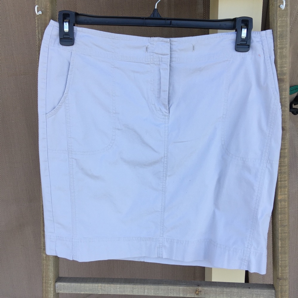 J. Jill Preppy Casual Summer Light Gray Stretch Skirt SZ 10